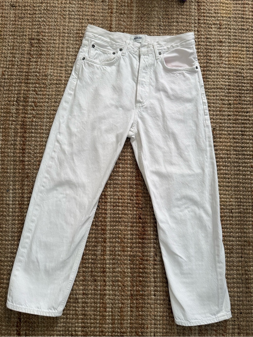 AGOLDE White 90s Mid Rise Loose Straight Jeans Size 27 Premium Denim